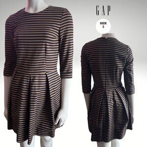 GAP Striped Fit & Flare Dress (Black/Brown) – Size 2